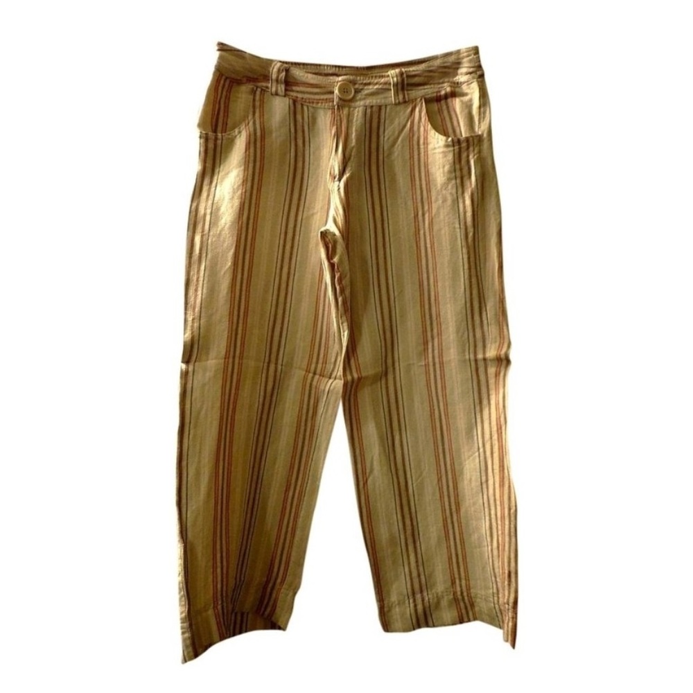 Vintage Baggy Striped Linen Capris (sz 27)